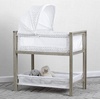 image:imageSimmons Kids Farmhouse 2in1 Wood Bedside Bassinet Sleeper and Changer  Portable Crib and Changing Table with HighEnd Wood Frame Royal Charms