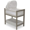 image:imageSimmons Kids Farmhouse 2in1 Wood Bedside Bassinet Sleeper and Changer  Portable Crib and Changing Table with HighEnd Wood Frame Royal Charms