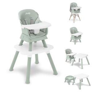 image:imageJeep Milestone 6in1 Convertible High Chair by Delta Children Light Grey  6in1 High Chair Converts to Stool Booster Seat Toddler Chair Activity Table and Desk and Chair for Babies amp ToddlersSage Green