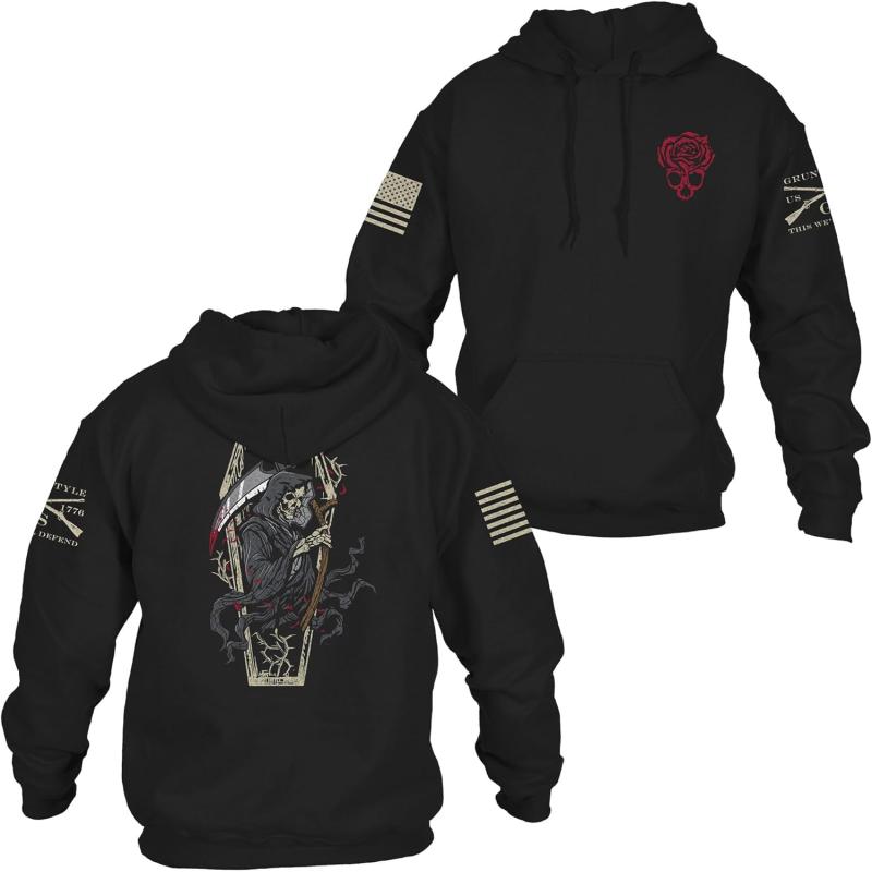 Grim Reaper Men’s Pullover Hoodie(Black) - Grunt Style