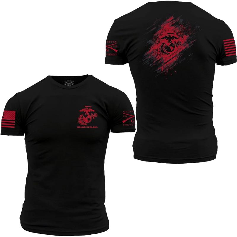 Grunt Style USMC Bound in Blood Men’s T-Shirt(Black) - Grunt Style