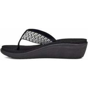 imageTeva Womens UnisexAdult W Voya Wedge FlipFlop 4 usPaint Tracks BlackWhite