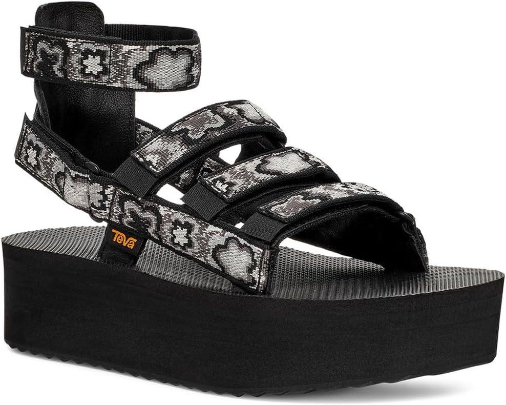 imageTeva Womens Flatform Mevia Adjustable QuickDrying Casual Sandals FlatNeon Floral BlackCream