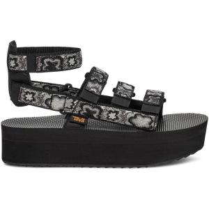 imageTeva Womens Flatform Mevia Adjustable QuickDrying Casual SandalsNeon Floral BlackCream