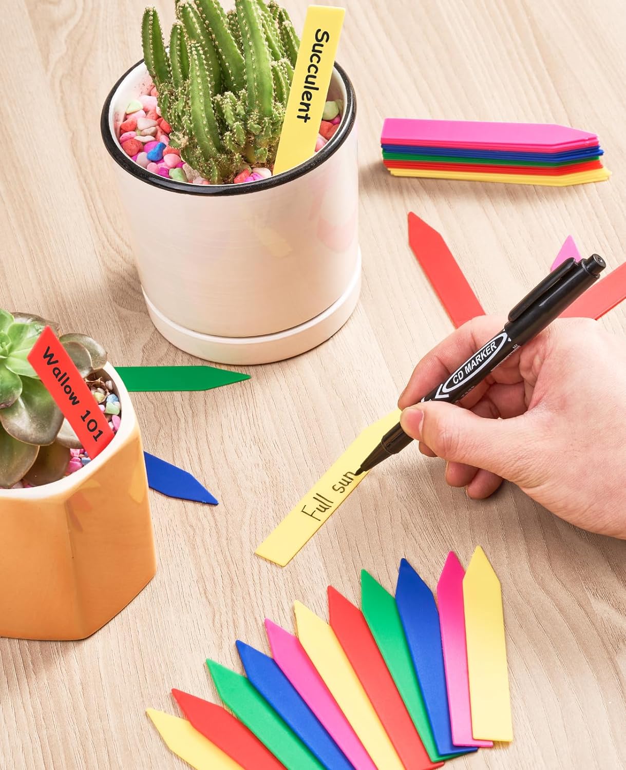 Homenote 200 Pcs 4" Plastic Plant Labels Waterproof Plant Tags for Seedling, Vegetable Gardening Tags with Permanet Marking Pen, Multicolor