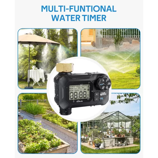 HOMENOTE Automatic Misting Cooling System with Timer 46FT  Misting Line + 10 Brass Mist Nozzles + Brass Adapter Auto Mister for Outside Patio Cooling Greenhouse Garden Watering