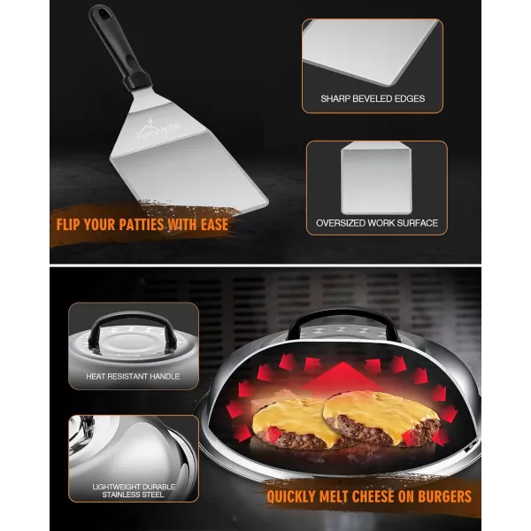 HOMENOTE Burger Spatula, Extra Wide Smash Burger Turner, Professional Hamburger Spatula for Flat Top Griddle, BBQ Grill, Indoor Outdoor Cooking