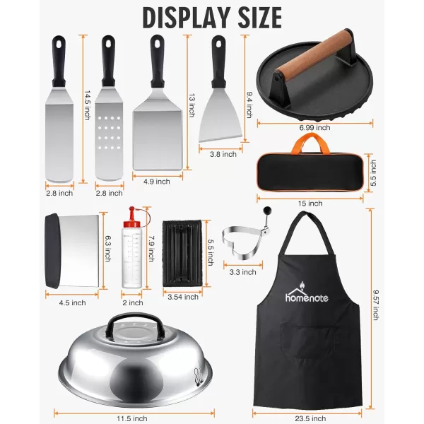 HOMENOTE Griddle Accessories Kit, 131 Pcs Flat Top Griddle Accessories for Blackstone, Heavy Duty Griddle Tool Kit with Burger Spatula, Melting Dome, Griddle Scraper for Outdoor Grilling