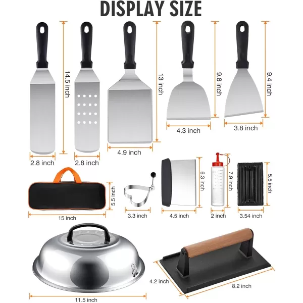 HOMENOTE Griddle Accessories Kit, 131 Pcs Flat Top Griddle Accessories for Blackstone, Heavy Duty Griddle Tool Kit with Burger Spatula, Melting Dome, Griddle Scraper for Outdoor Grilling