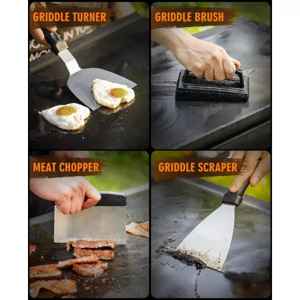 HOMENOTE Griddle Accessories Kit, 131 Pcs Flat Top Griddle Accessories for Blackstone, Heavy Duty Griddle Tool Kit with Burger Spatula, Melting Dome, Griddle Scraper for Outdoor Grilling