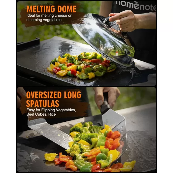 HOMENOTE Griddle Accessories Kit, 131 Pcs Flat Top Griddle Accessories for Blackstone, Heavy Duty Griddle Tool Kit with Burger Spatula, Melting Dome, Griddle Scraper for Outdoor Grilling