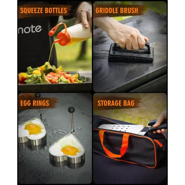 HOMENOTE Griddle Accessories Kit, 131 Pcs Flat Top Griddle Accessories for Blackstone, Heavy Duty Griddle Tool Kit with Burger Spatula, Melting Dome, Griddle Scraper for Outdoor Grilling
