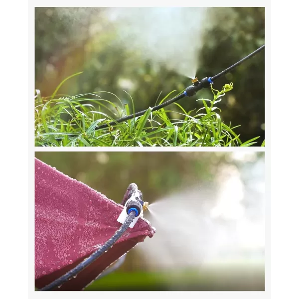 HOMENOTE Misting Cooling System 59FT  Misting Line + 20 Brass Mist Nozzles + Brass Adapter Outdoor Mister for Patio Garden Greenhouse Trampoline for Waterpark