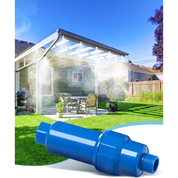 HOMENOTE Misting System with Filter, 59FT Misting Line + 20 Brass Mist Nozzles + 3/4" Brass Adapter, Calcium Inhibitor Filter for Mister Outside Patio Cooling Greenhouse Garden Watering)