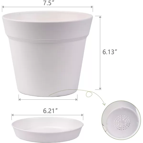 HOMENOTE Pots for Plants, 15 Pack 6 inch Plastic Planters with Multiple Drainage Holes and Trays - Plant Pots for All Home Garden Flowers Succulents 