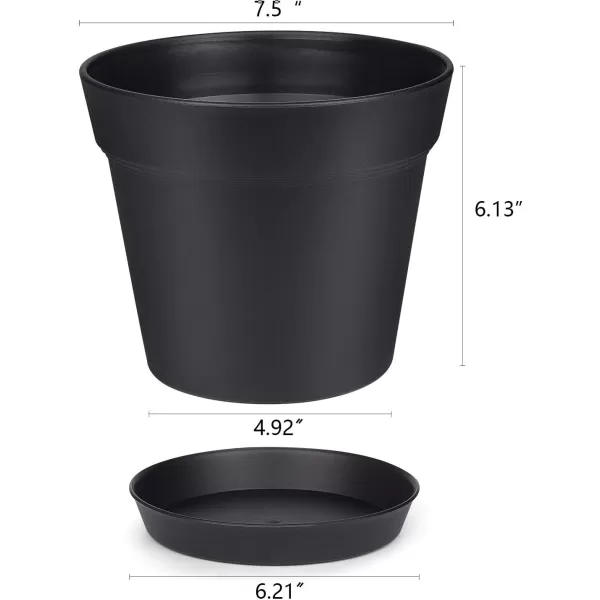 HOMENOTE Pots for Plants, 15 Pack 6 inch Plastic Planters with Multiple Drainage Holes and Trays - Plant Pots for All Home Garden Flowers Succulents 
