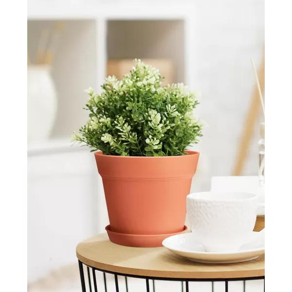HOMENOTE Pots for Plants, 15 Pack 6 inch Plastic Planters with Multiple Drainage Holes and Trays - Plant Pots for All Home Garden Flowers Succulents 