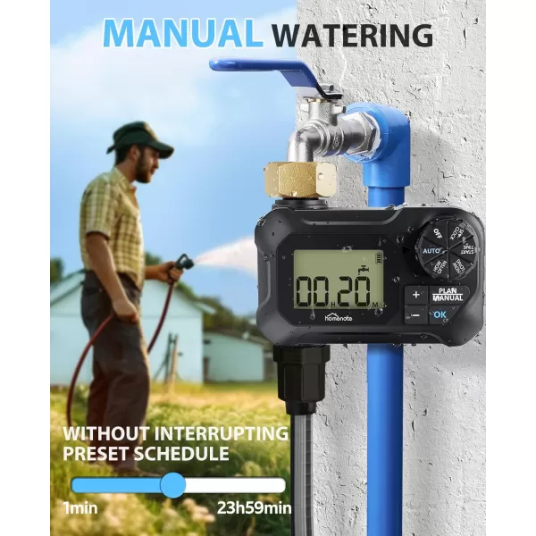 HOMENOTE Sprinkler Timer, Water Timer for Garden Hose, Programmable Irrigation Timer with Brass Swivel, Garden Hose Timer for Automatic Irrigation with Rain Delay/Manual Mode, IP65 Waterproof