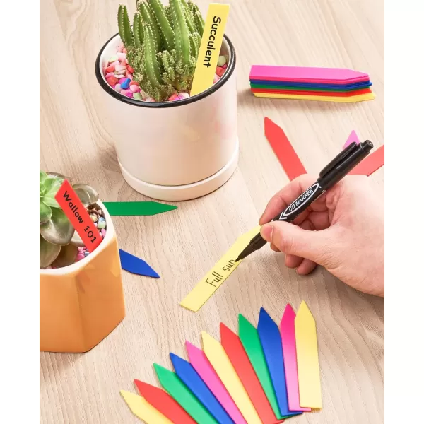 Homenote 200 Pcs 4" Plastic Plant Labels Waterproof Plant Tags for Seedling, Vegetable Gardening Tags with Permanet Marking Pen, Multicolor