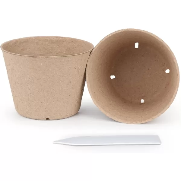 Homenote Peat Pots, 60 Pcs 4 Inch Seed Starting Pots with Drainage Holes Round Nursery Pot, Plants Pots with Bonus 20 Plant Labels