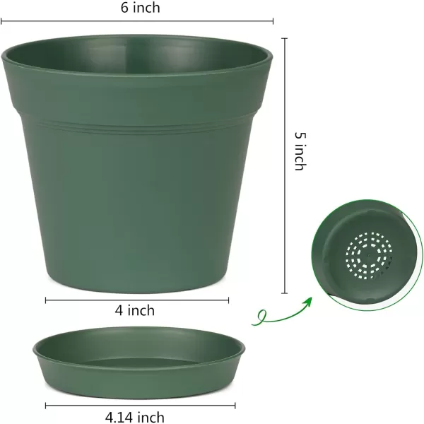 Homenote Pots for Plants, 8 Pcs 7.5 inch Plastic Planters with Multiple Drainage Holes and Tray - Plant Pots for All Home Garden Flowers Succulents, Matte Black