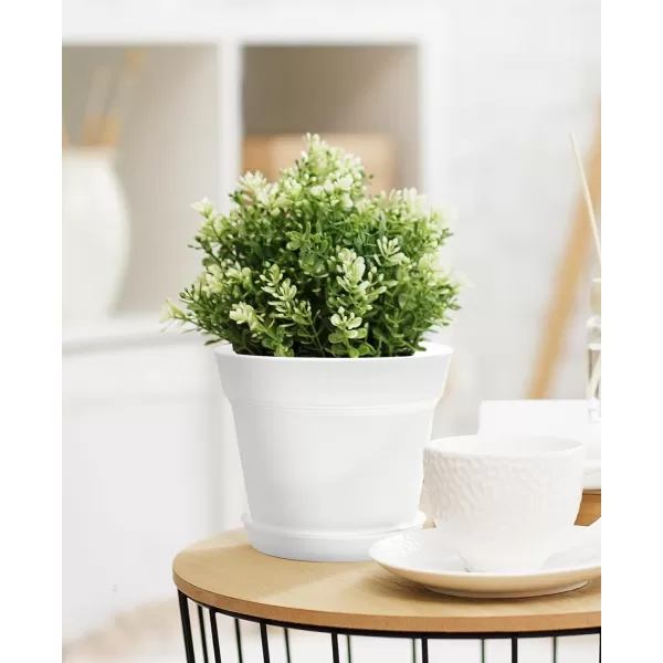 Homenote Pots for Plants, 8 Pcs 7.5 inch Plastic Planters with Multiple Drainage Holes and Tray - Plant Pots for All Home Garden Flowers Succulents, Matte Black