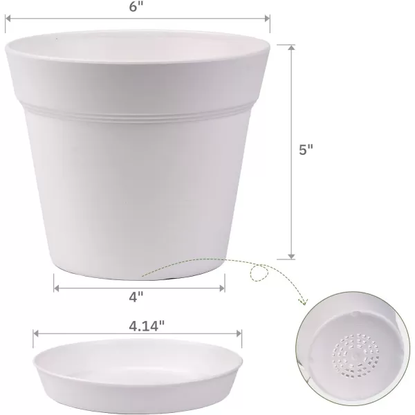 Homenote Pots for Plants, 8 Pcs 7.5 inch Plastic Planters with Multiple Drainage Holes and Tray - Plant Pots for All Home Garden Flowers Succulents, Matte Black