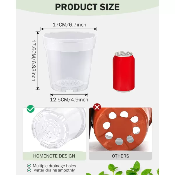homenote Clear Nursery Pots for Plants,4 Inch Seedling Pots with Drainage Holes Plant Pot for Planting Flower Indoor Seed Starter Pot Outdoor High Transparency with Bonus 20 Plant Labels 