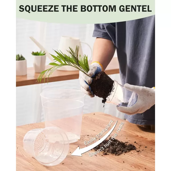 homenote Clear Nursery Pots for Plants,4 Inch Seedling Pots with Drainage Holes Plant Pot for Planting Flower Indoor Seed Starter Pot Outdoor High Transparency with Bonus 20 Plant Labels 