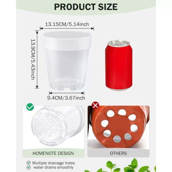 homenote Clear Nursery Pots for Plants,4 Inch Seedling Pots with Drainage Holes Plant Pot for Planting Flower Indoor Seed Starter Pot Outdoor High Transparency with Bonus 20 Plant Labels 