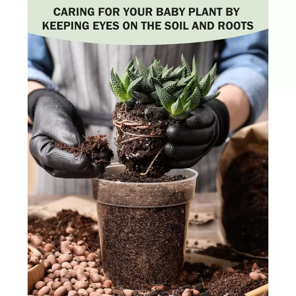 homenote Clear Nursery Pots for Plants,4 Inch Seedling Pots with Drainage Holes Plant Pot for Planting Flower Indoor Seed Starter Pot Outdoor High Transparency with Bonus 20 Plant Labels 
