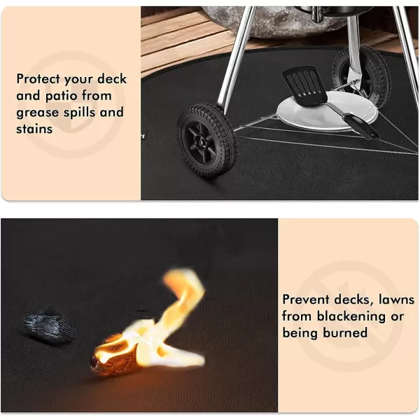 homenote Large Under Grill Mat, Durable 36 x 65 inches Deck and Patio Protective Mats, Fireproof Grill Pads for Outdoor, Perfect for Charcoal Grills, Gas Grills, Oil Fryers and Smokers