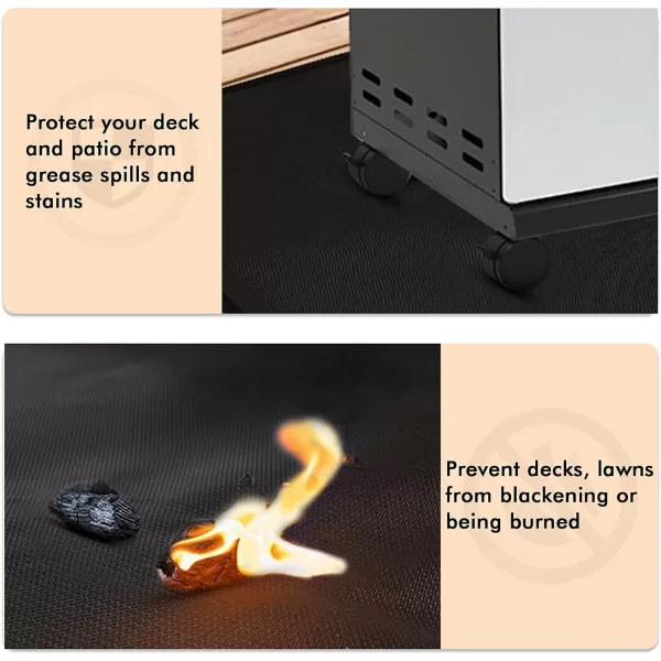 homenote Large Under Grill Mat, Durable 36 x 65 inches Deck and Patio Protective Mats, Fireproof Grill Pads for Outdoor, Perfect for Charcoal Grills, Gas Grills, Oil Fryers and Smokers