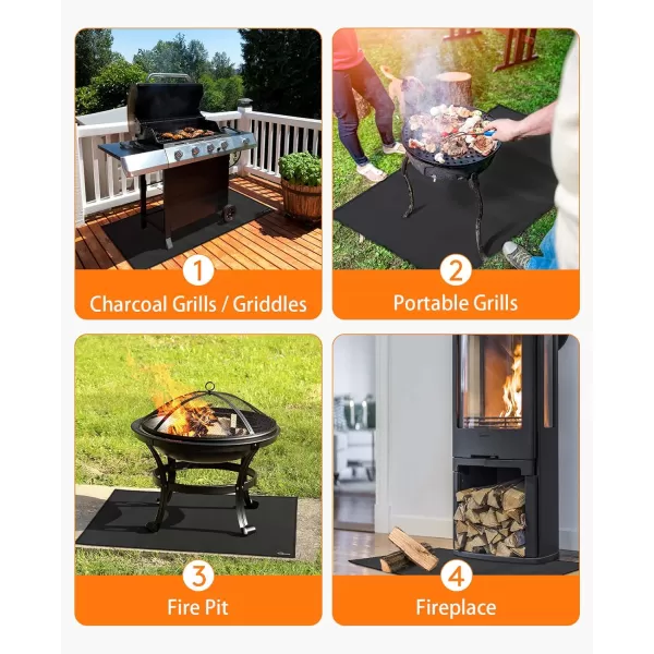 homenote Large Under Grill Mat, Durable 36 x 65 inches Deck and Patio Protective Mats, Fireproof Grill Pads for Outdoor, Perfect for Charcoal Grills, Gas Grills, Oil Fryers and Smokers