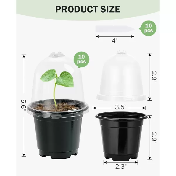 homenote Nursery Pots for Plants,3.5 Inch Plant Pot for Planting Plastic Seedling Pots with Drainage Holes Flower Indoor Seed Starter Pot Outdoor High with Bonus 10 Plant Labels Black 