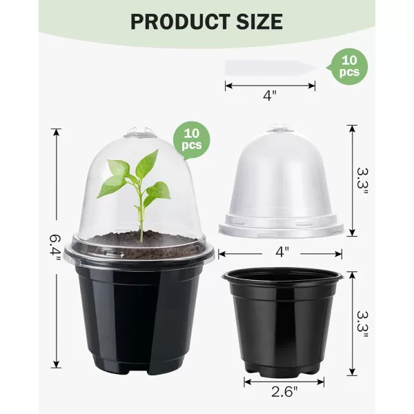 homenote Nursery Pots for Plants,3.5 Inch Plant Pot for Planting Plastic Seedling Pots with Drainage Holes Flower Indoor Seed Starter Pot Outdoor High with Bonus 10 Plant Labels Black 