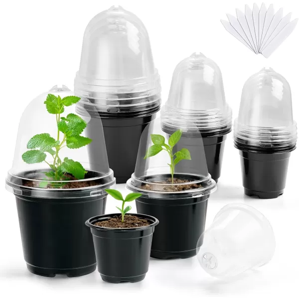 homenote Nursery Pots for Plants,3.5 Inch Plant Pot for Planting Plastic Seedling Pots with Drainage Holes Flower Indoor Seed Starter Pot Outdoor High with Bonus 10 Plant Labels Black 