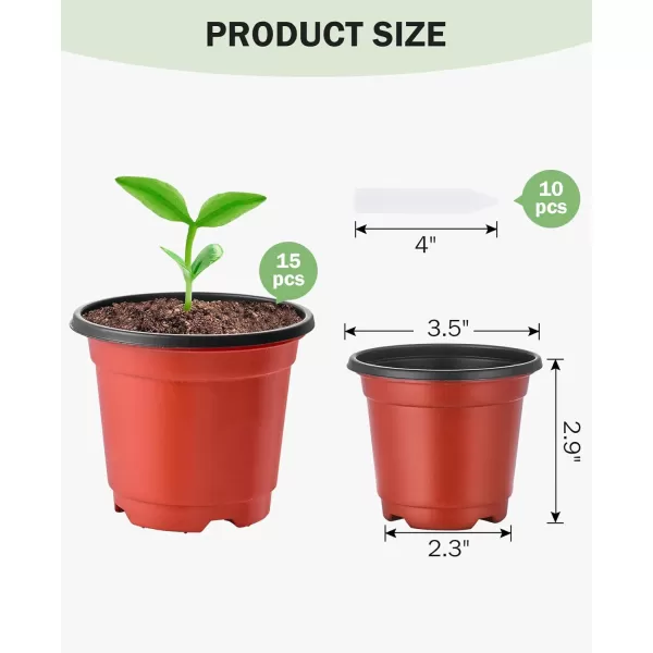 homenote Nursery Pots for Plants,3.5 Inch Plant Pot for Planting Plastic Seedling Pots with Drainage Holes Flower Indoor Seed Starter Pot Outdoor High with Bonus 10 Plant Labels Black 