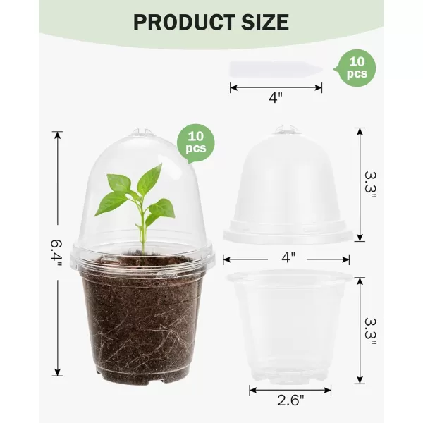 homenote Nursery Pots for Plants,3.5 Inch Plant Pot for Planting Plastic Seedling Pots with Drainage Holes Flower Indoor Seed Starter Pot Outdoor High with Bonus 10 Plant Labels Black 