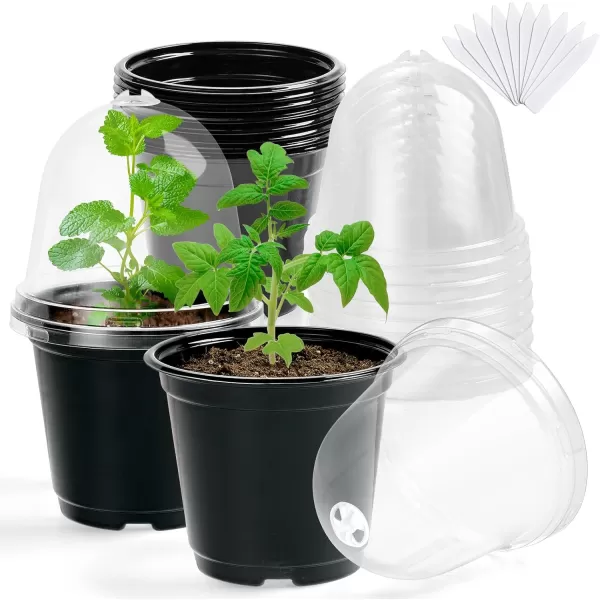 homenote Nursery Pots for Plants,3.5 Inch Plant Pot for Planting Plastic Seedling Pots with Drainage Holes Flower Indoor Seed Starter Pot Outdoor High with Bonus 10 Plant Labels Black 