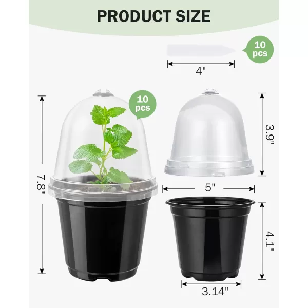 homenote Nursery Pots for Plants,3.5 Inch Plant Pot for Planting Plastic Seedling Pots with Drainage Holes Flower Indoor Seed Starter Pot Outdoor High with Bonus 10 Plant Labels Black 