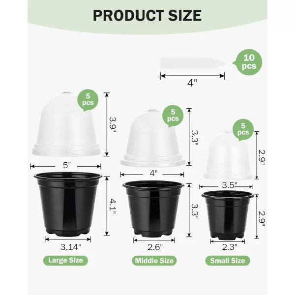 homenote Nursery Pots for Plants,3.5 Inch Plant Pot for Planting Plastic Seedling Pots with Drainage Holes Flower Indoor Seed Starter Pot Outdoor High with Bonus 10 Plant Labels Black 