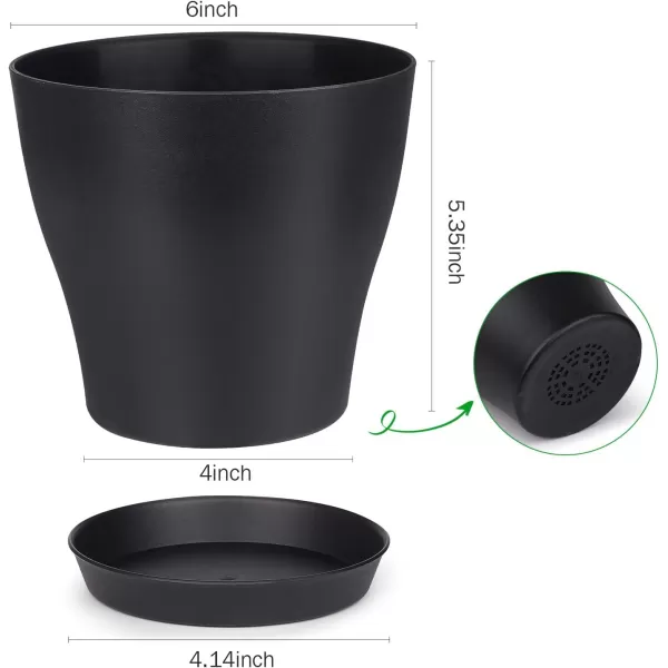 homenote Plant Pots, Set of 15 Plastic Planters with Multiple Drainage Holes and Tray 6 inch Indoor Plant Pot for All Home Garden Flowers Succulents 