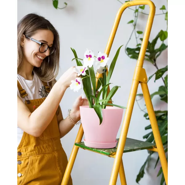 homenote Plant Pots, Set of 15 Plastic Planters with Multiple Drainage Holes and Tray 6 inch Indoor Plant Pot for All Home Garden Flowers Succulents 