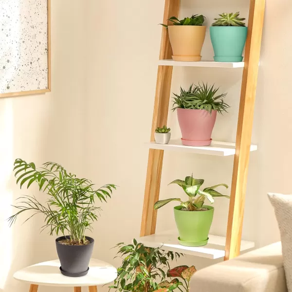 homenote Plant Pots, Set of 15 Plastic Planters with Multiple Drainage Holes and Tray 6 inch Indoor Plant Pot for All Home Garden Flowers Succulents 