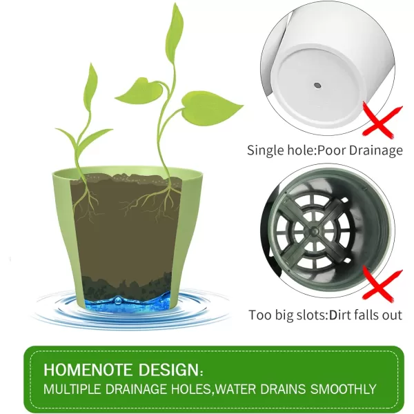 homenote Plant Pots, Set of 15 Plastic Planters with Multiple Drainage Holes and Tray 6 inch Indoor Plant Pot for All Home Garden Flowers Succulents 