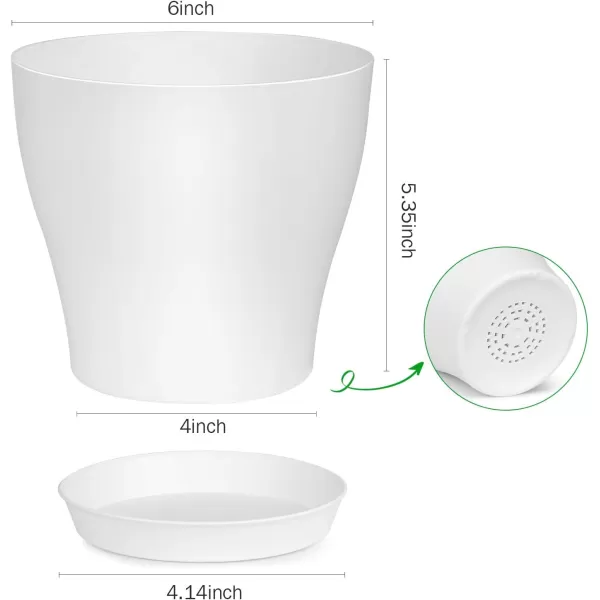 homenote Plant Pots, Set of 15 Plastic Planters with Multiple Drainage Holes and Tray 6 inch Indoor Plant Pot for All Home Garden Flowers Succulents 