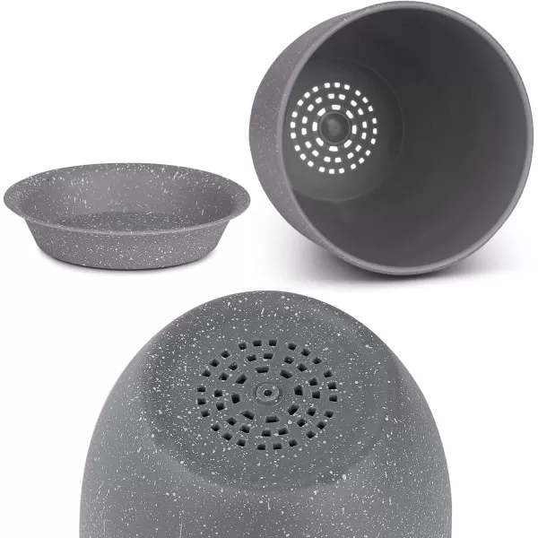 homenote Plastic Planter 7/6/5.5/4.8/4.5 Inch Flower Pot Indoor Modern Decorative Plastic Pots for Plants with Drainage Hole and Tray for All House Plants, Succulents, Flowers, and Cactus, Black