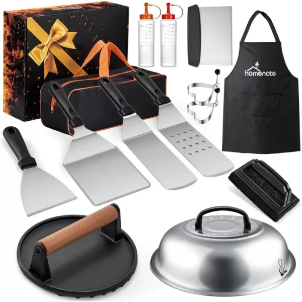 HOMENOTE Griddle Accessories Kit, 131 Pcs Flat Top Griddle Accessories for Blackstone, Heavy Duty Griddle Tool Kit with Burger Spatula, Melting Dome, Griddle Scraper for Outdoor Grilling