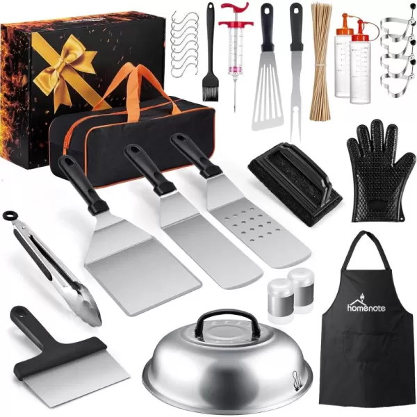 HOMENOTE Griddle Accessories Kit, 131 Pcs Flat Top Griddle Accessories for Blackstone, Heavy Duty Griddle Tool Kit with Burger Spatula, Melting Dome, Griddle Scraper for Outdoor Grilling